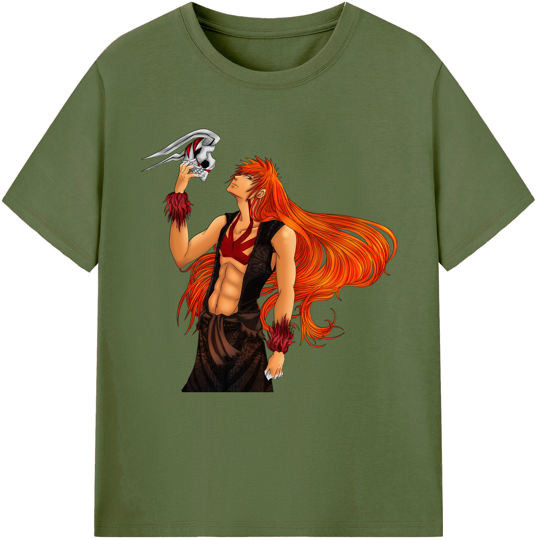 （画像用） ブリーチ 黒崎一護（くろさき いちご）BLEACH Kurosaki Ichigo 綿100％半袖Tシャツ（フロントプリント）